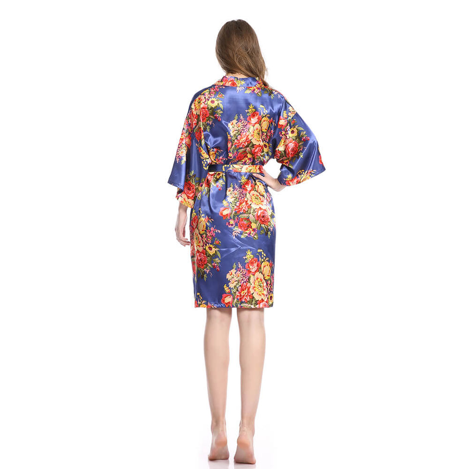 Women's Satin Kimono Robe with Pockets