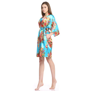 Women's Satin Kimono Robe with Pockets