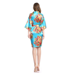 Women's Satin Kimono Robe with Pockets