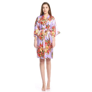 Women's Satin Kimono Robe with Pockets