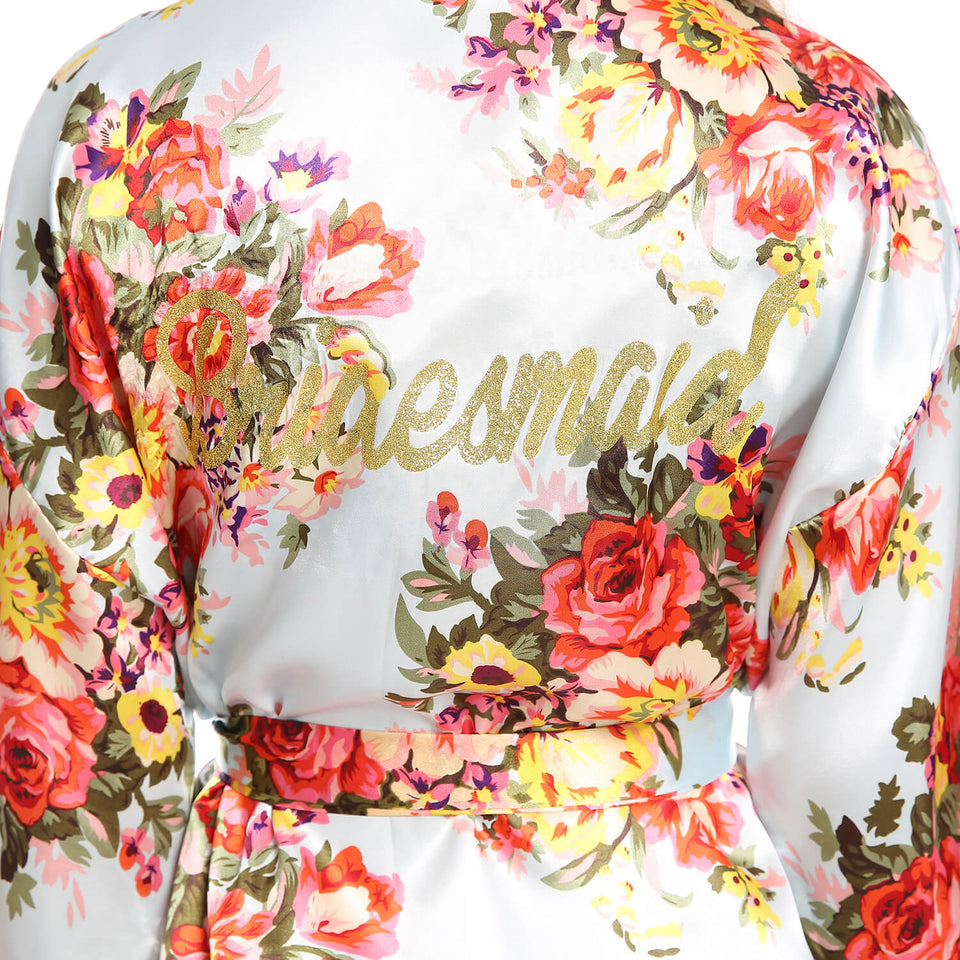 Women's Satin Kimono Robe with Pockets