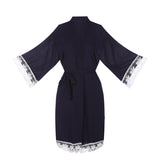 Women's Cotton Knit Kimono Robe for Lace Trim Nightwear