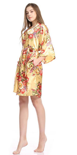 Women's Satin Kimono Robe with Pockets