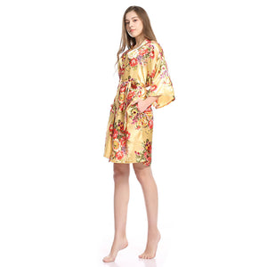 Women's Satin Kimono Robe with Pockets